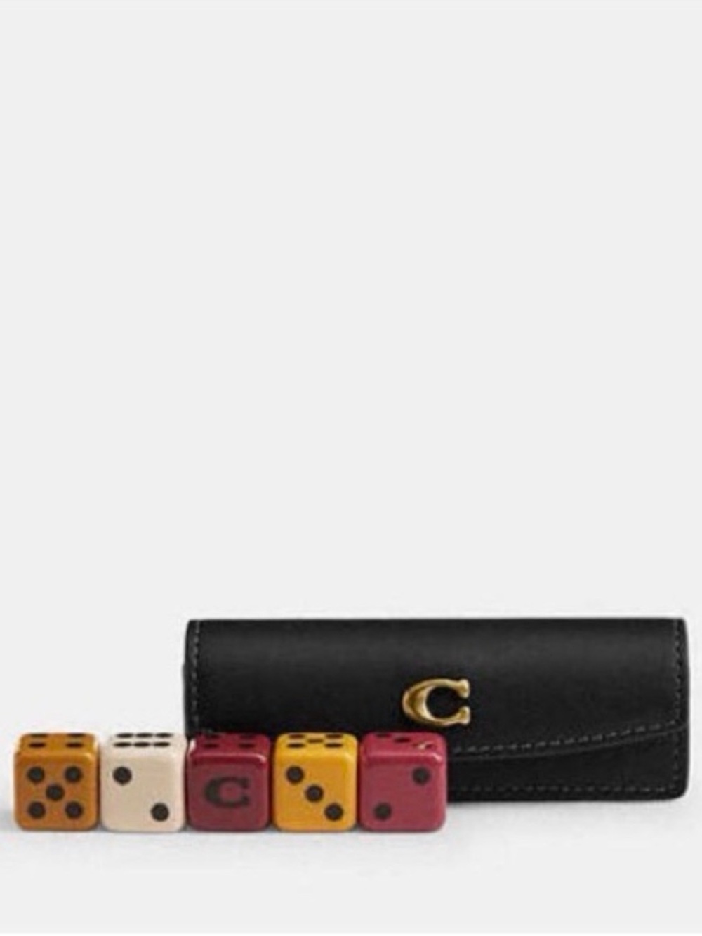 Coach Black Leather Dice Set with Multicolor Dice - Picture 2 of 5